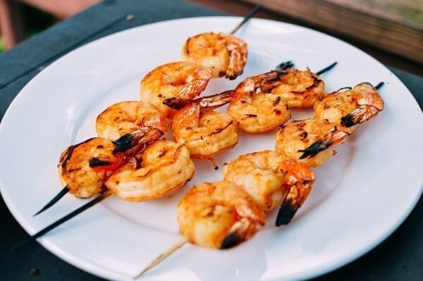 Shrimp Tacos w/ Grilled Mango & Mint Guacamole