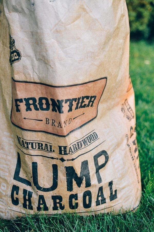 bag of natural hardwood lump charcoal