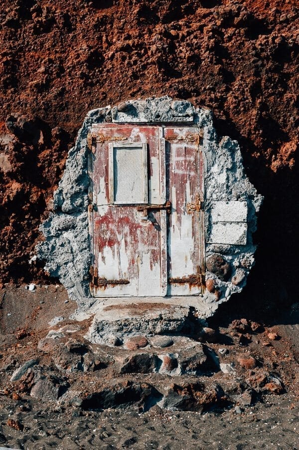 Santorini red beach door