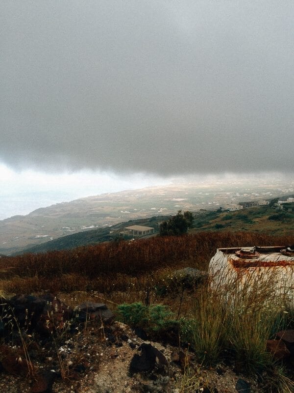 santorini rain clouds