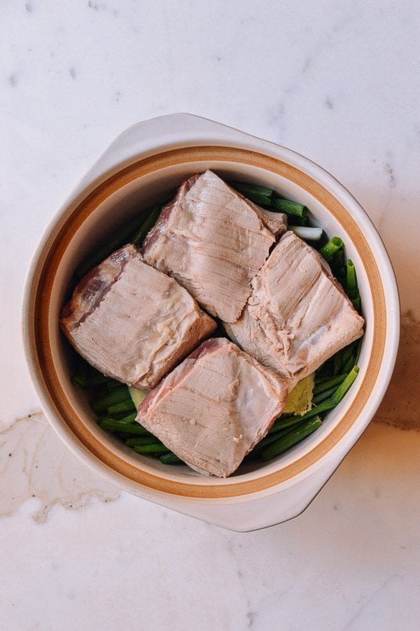 Braised Pork Belly Dong Po Rou, by thewoksoflife.com