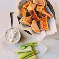 Buffalo Chicken Potstickers, by thewoksoflife.com
