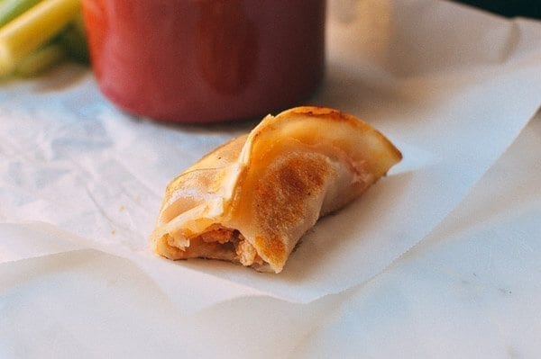 Buffalo Chicken Potstickers, by thewoksoflife.com