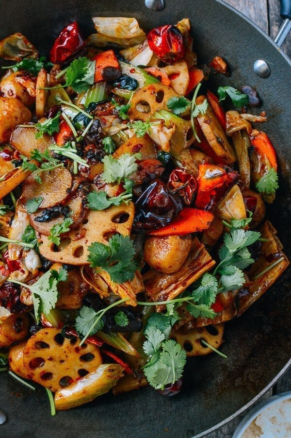 Ma La Xiang Guo (Spicy Numbing Stir-fry Pot), by thewoksoflife.com