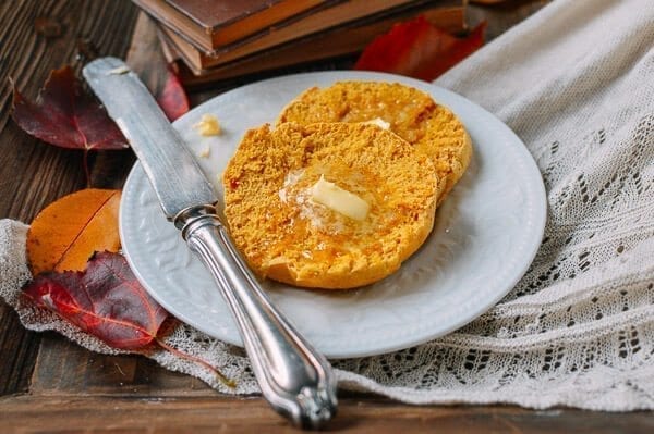 Pumpkin English Muffins, by thewoksoflife.com