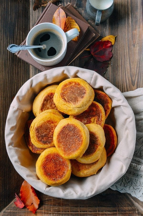 Pumpkin English Muffins, by thewoksoflife.com