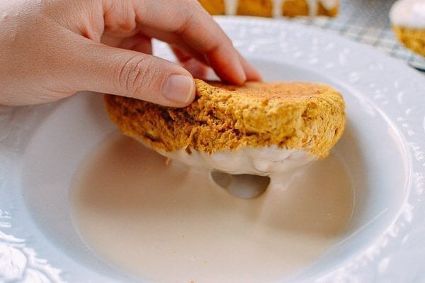 Glazed Pumpkin Scones, by thewoksoflife.com