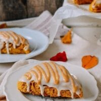 Glazed Pumpkin Scones, by thewoksoflife.com