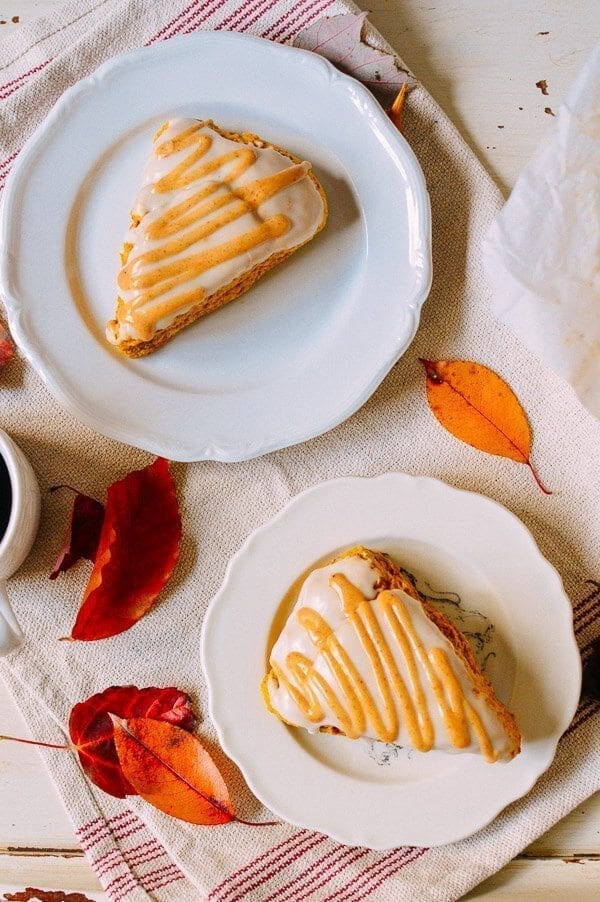 Glazed Pumpkin Scones, by thewoksoflife.com