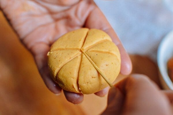 Pumpkin Mochi with Pumpkin Filling, by thewoksoflife.com