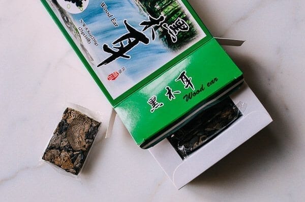 Package of dried wood ear mushrooms, by thewoksoflife.com