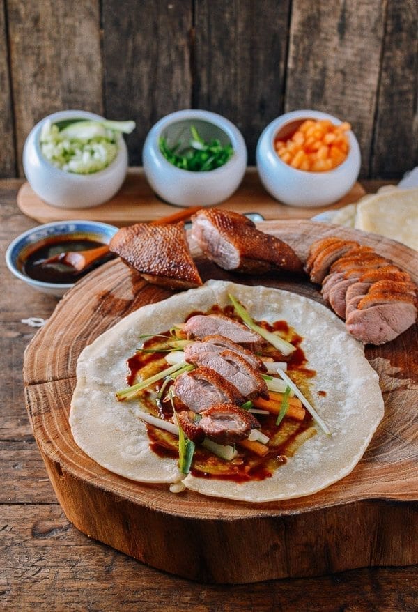 Easy Peking Duck with Homemade Mandarin Pancakes, by thewoksoflife.com