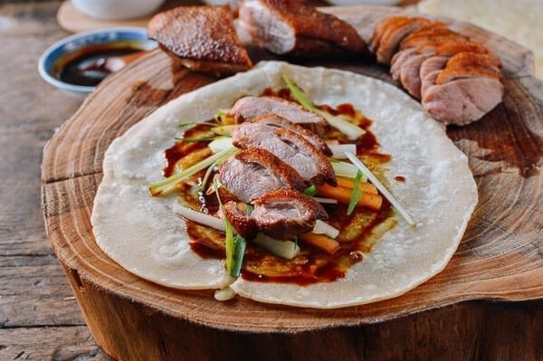 Easy Peking Duck with Homemade Mandarin Pancakes, by thewoksoflife.com