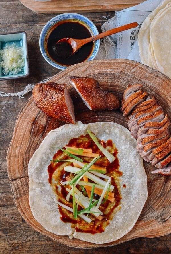 Peking duck toppings and condiments, by thewoksoflife.com