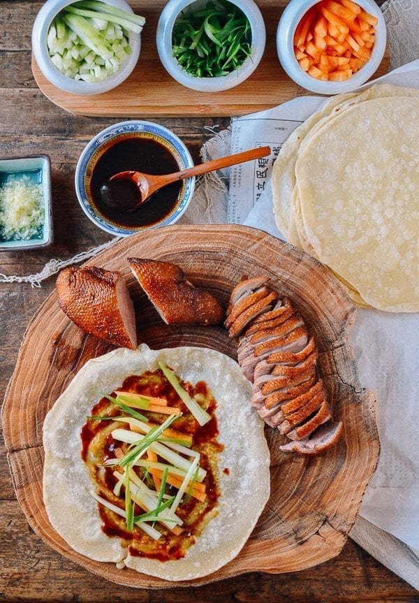 Easy Peking Duck Recipe with Homemade Mandarin Pancakes, by thewoksoflife.com