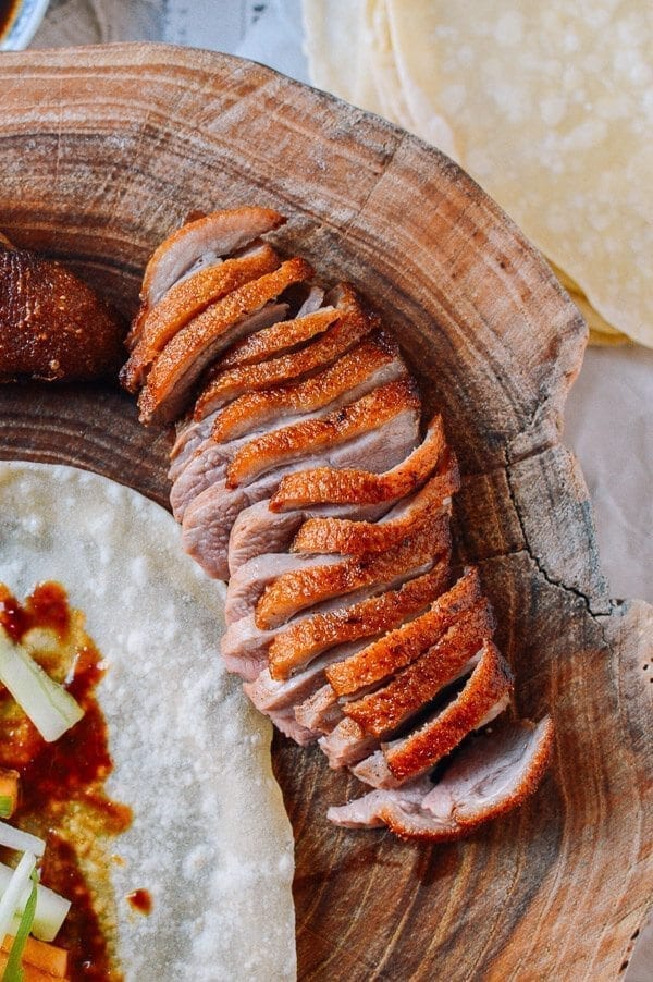 Sliced crispy duck breast, by thewoksoflife.com