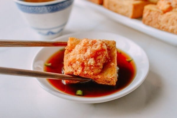 Crispy Skin Stuffed Tofu, A Chinatown Favorite, by thewoksoflife.com