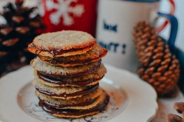 Chocolate Oatmeal Sandwich Cookies (Brussels Cookies Recipe), by thewoksoflife.com