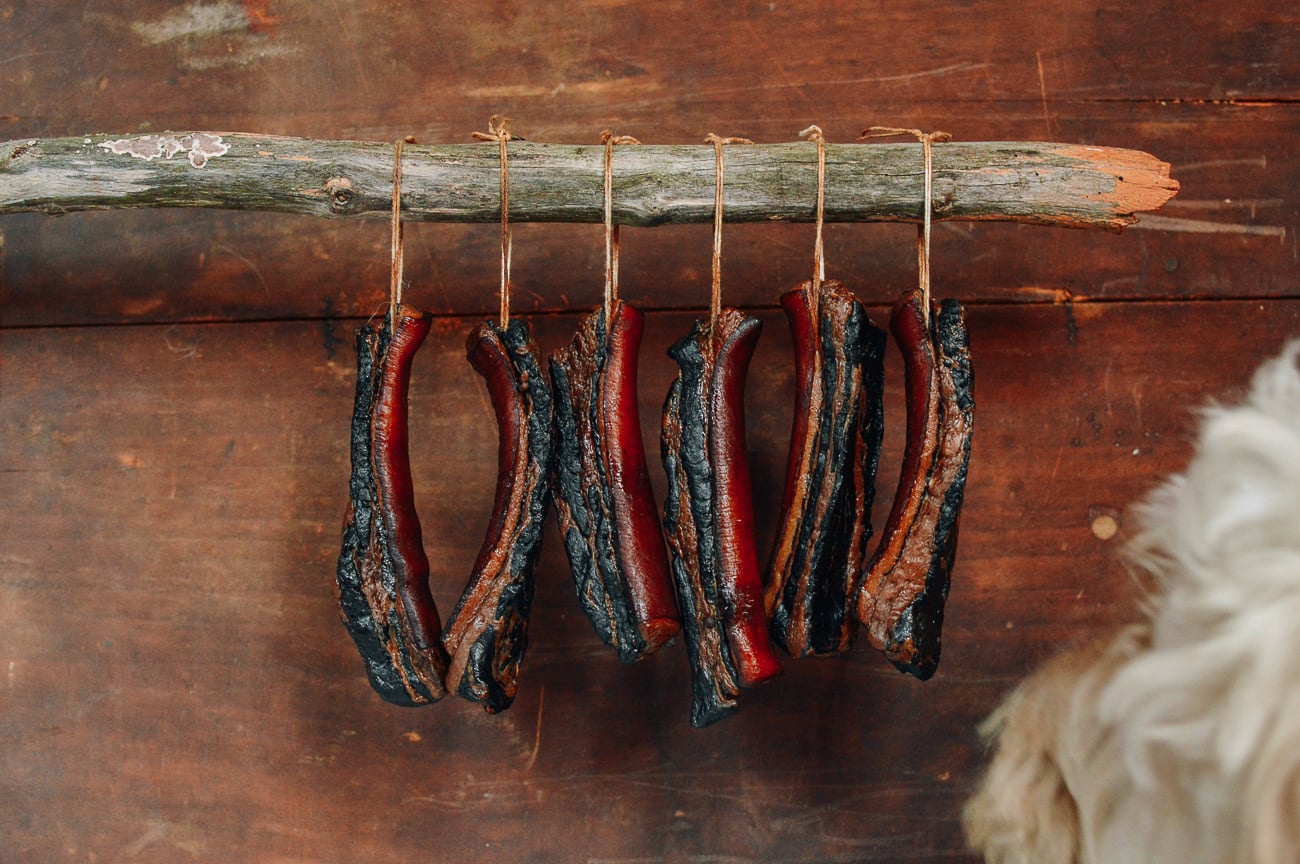 Barley trying to steal pork belly!