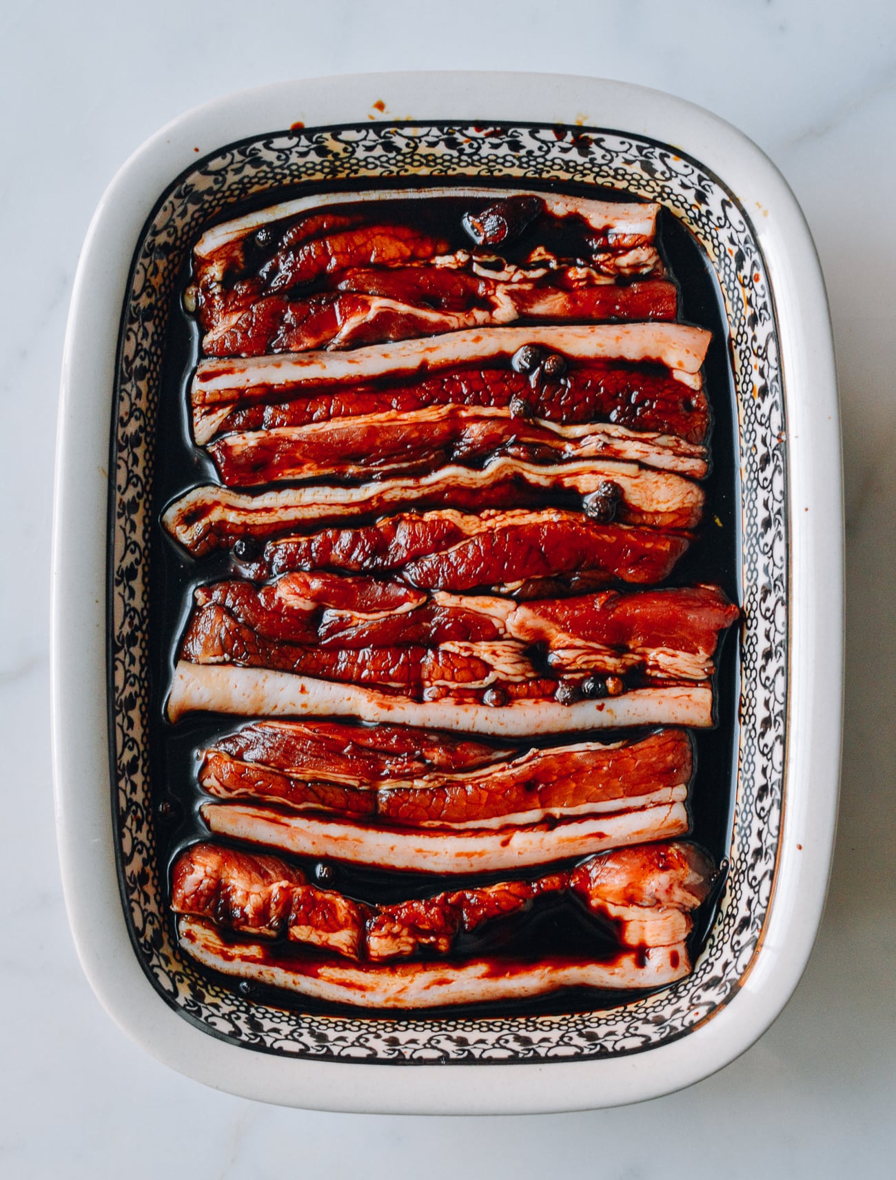 Pork Belly in lap yuk brine mixture