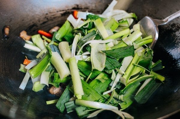 Cured Pork Belly Stir-fry with Leeks, by thewoksoflife.com
