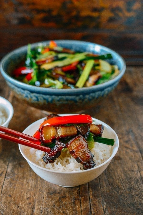 Cured Pork Belly Stir-fry with Leeks, by thewoksoflife.com