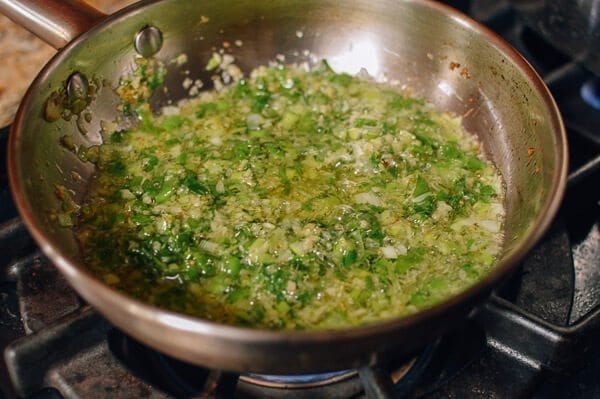 Ginger Scallion Oil with Chilies, by thewoksoflife.com