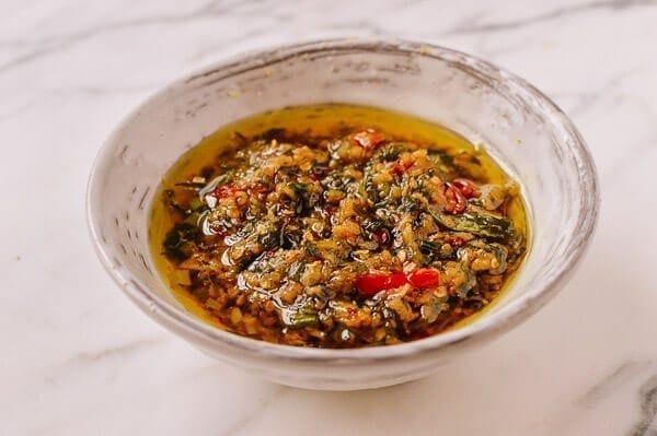 Ginger Scallion Oil with Chilies, by thewoksoflife.com