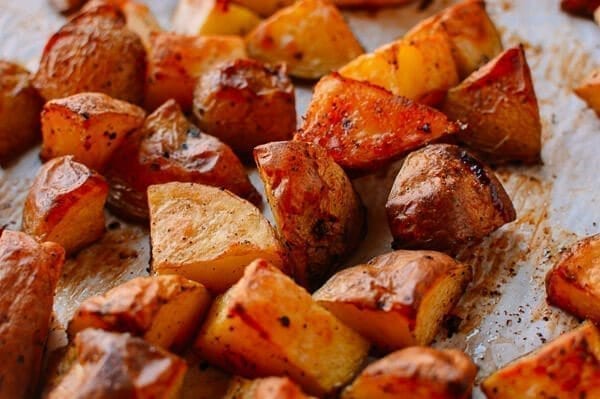 Plum Sauce Glazed Ham with Soy & Scallion Butter Roasted Potatoes