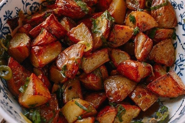 Plum Sauce Glazed Ham with Soy & Scallion Butter Roasted Potatoes