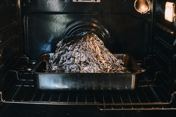 Plum Sauce Glazed Ham with Soy & Scallion Butter Roasted Potatoes