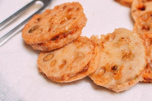 Crispy Stuffed Lotus Root with Pork, by thewoksoflife.com