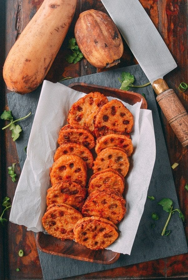Crispy Stuffed Lotus Root with Pork (2017 Chinese New Year Recipes), by thewoksoflife.com