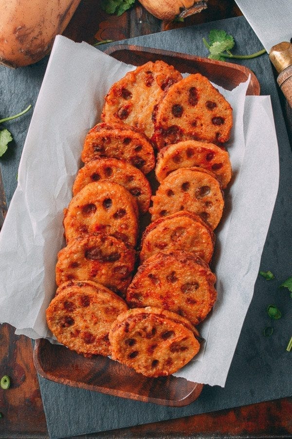 Crispy Stuffed Lotus Root with Pork, by thewoksoflife.com