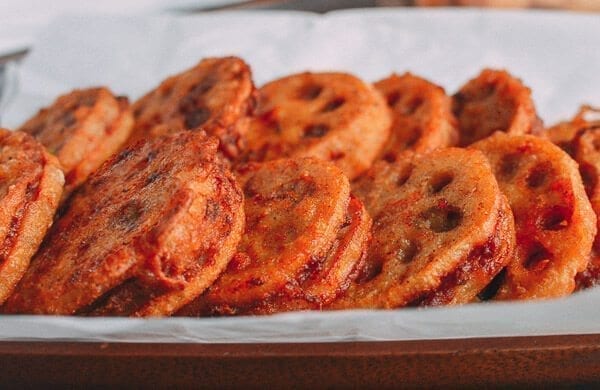 Crispy Stuffed Lotus Root with Pork, by thewoksoflife.com