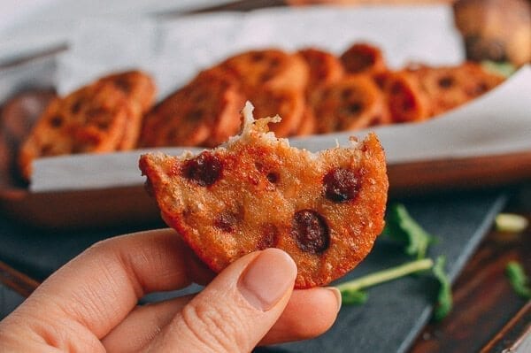 Crispy Stuffed Lotus Root with Pork, by thewoksoflife.com