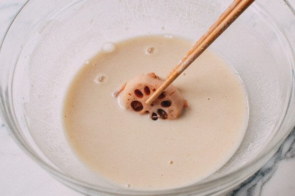 Crispy Stuffed Lotus Root with Pork, by thewoksoflife.com