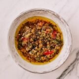 Cooked ginger scallion oil with chilies