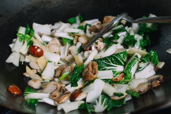 Stir-frying Moo Goo Gai Pan, by thewoksoflife.com
