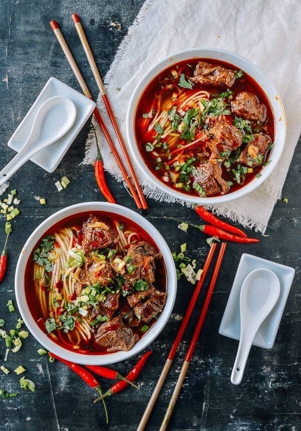 Spicy Beef Noodle Soup, by thewoksoflife.com