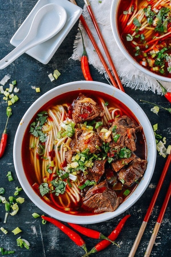 Spicy Beef Noodle Soup, by thewoksoflife.com