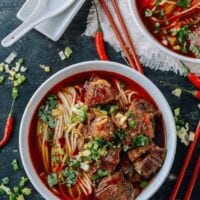 Spicy Beef Noodle Soup, by thewoksoflife.com