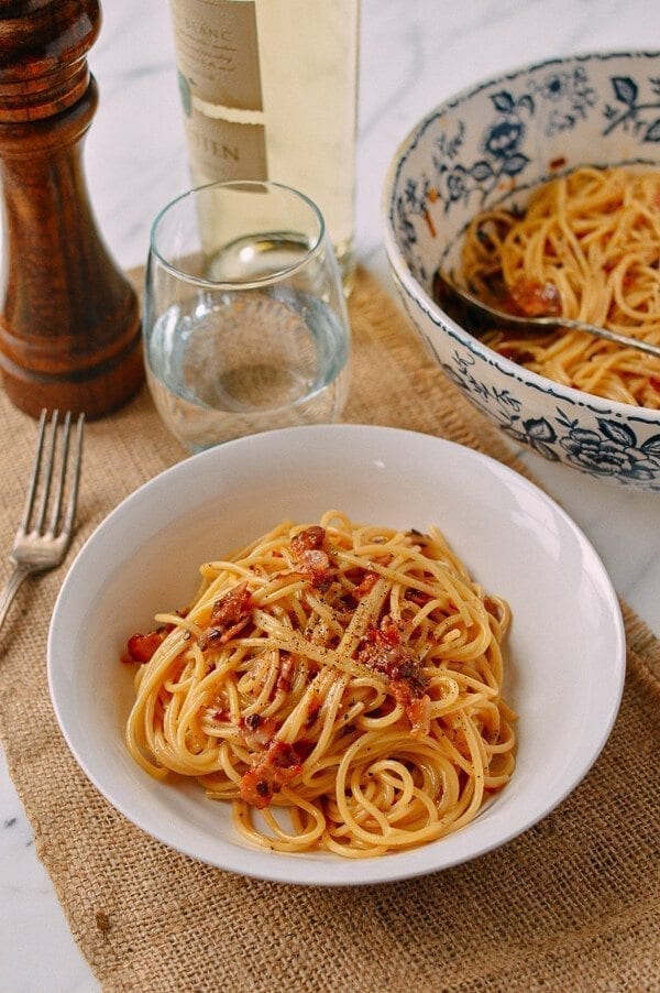 The Perfect Spaghetti Carbonara, by thewoksoflife.com