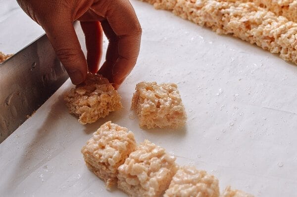 Chocolate Rice Krispie Nuggets with Sea Salt, by thewoksoflife.com