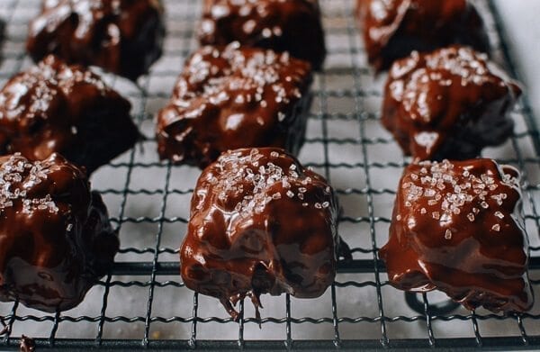 Chocolate Rice Krispie Nuggets with Sea Salt, by thewoksoflife.com