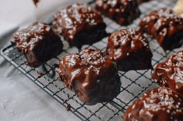 Chocolate Rice Krispie Nuggets with Sea Salt, by thewoksoflife.com