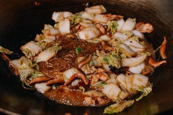 Braised Glass Noodles with Pork & Napa Cabbage, by thewoksoflife.com