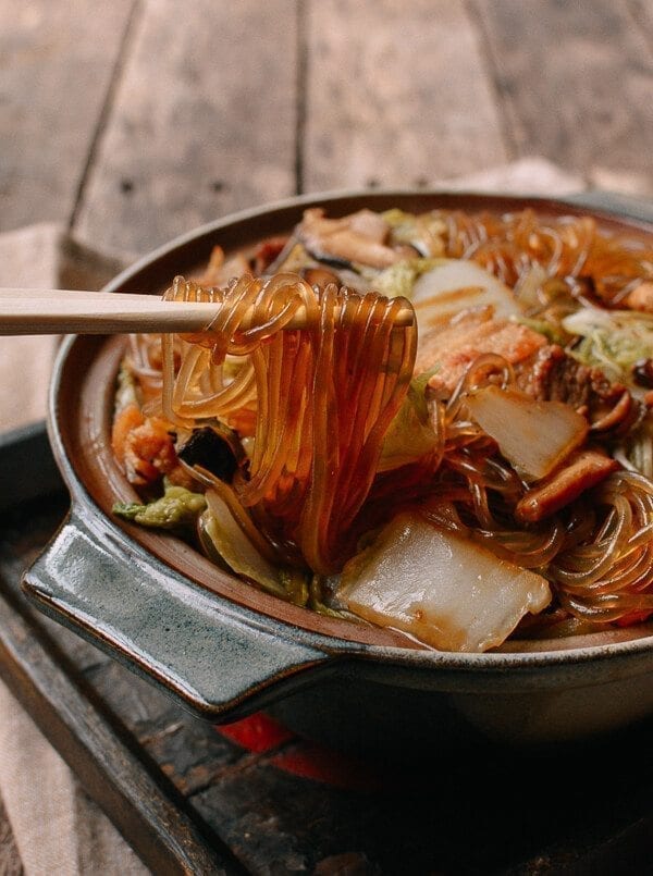 Braised Glass Noodles with Pork & Napa Cabbage, by thewoksoflife.com