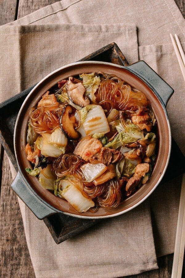 Braised Glass Noodles with Pork & Napa Cabbage