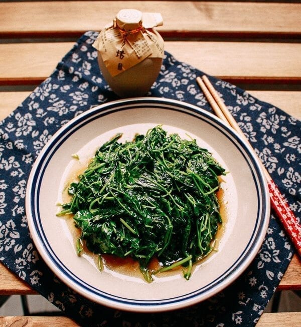 plate of Sautéed Edible Clover (Chao Tou - 炒头), by thewoksoflife.com